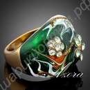 Кольцо Unique design 18K Real Gold Plated Flower SWA ELEMENTS Austrian Crystal Oil Painting Pattern Ring
